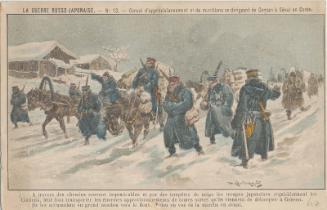 Convoy of Supplies and Munitions Heading for Gensan in Seoul, Korea, No.14 (from an unidentified series) of Russo-Japanese War