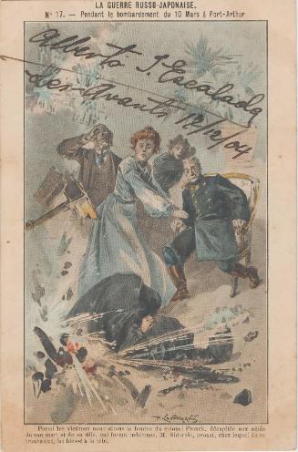 During the Bombardment of 10 March at Port Arthur, No.17 (from an unidentified series) of Russo-Japanese War
