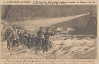 Capture of 'Kishiu-Maru,' Japanese Transport, by Russian Squadron of Vladivostok, on the Night of 26th April, No.28 (from an unidentified series) of the Russo-Japanese War