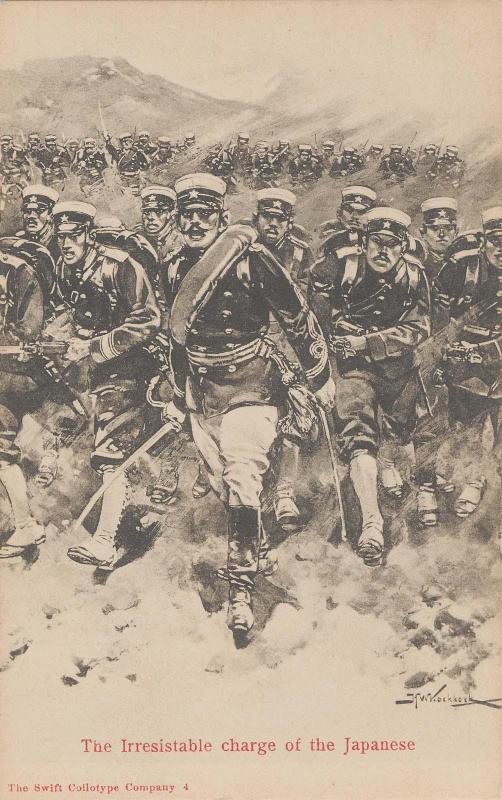 The Irresistible Charge of the Japanese, No.4 from the Swift Collotype Company Series