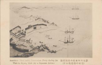 American Fleet Under Commodore Perry during its Visit to Japan, 1853 ( by a Japanese Artist); Kaei 6 nen raiko no beikokukantai, toji no emakimono yori)