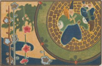 Manzai Performers with Plum Blossoms and Stream