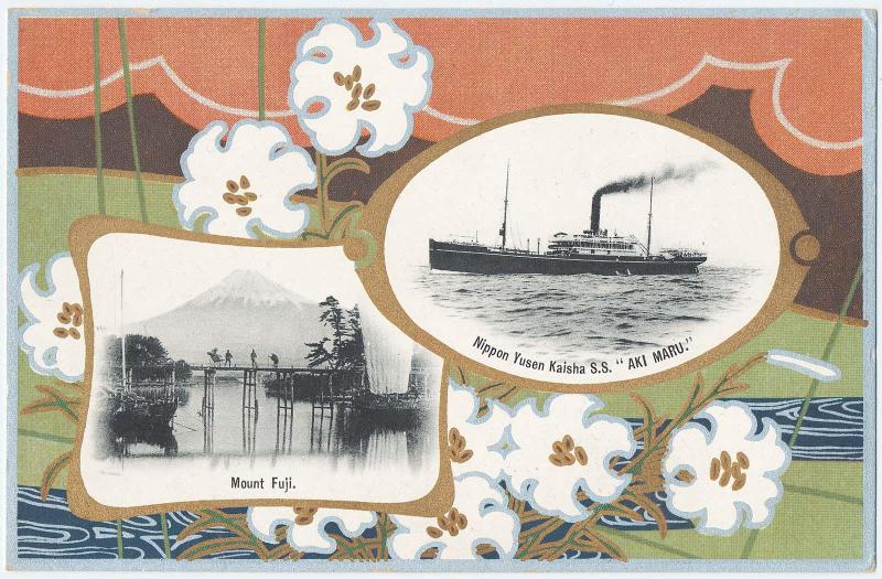 Mt. Fuji and S.S. Aki maru