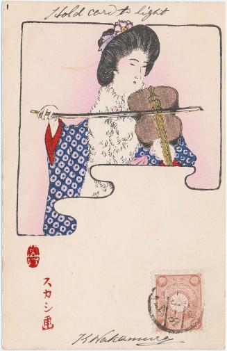 Hold-to-Light Card: Woman Playing Violin