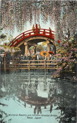 Wisteria Bowers with the Semi-Circular Bridge, Tokyo, Japan, from the Valentine Series