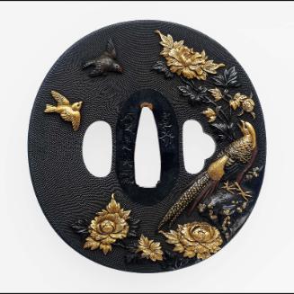 Tsuba with design of birds and flowers