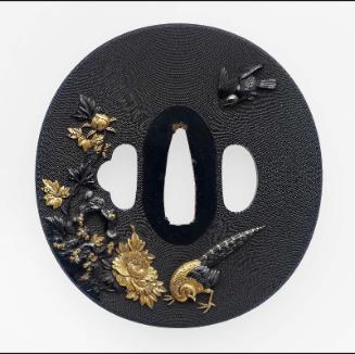 Tsuba with design of birds and flowers