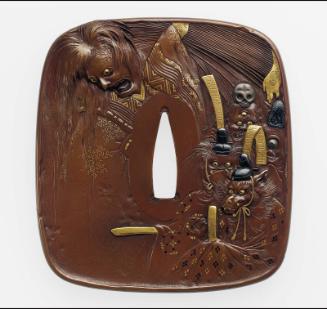 Tsuba with design of a female ghost and animal-headed demons