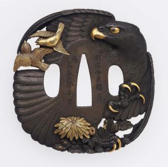 Tsuba with design of eagle and sparrows