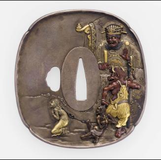 Tsuba with design of Enma-ô, demon and sinners