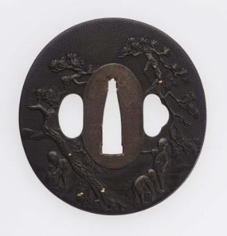 Tsuba with design of children collecting shells