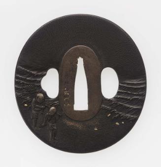 Tsuba with design of children collecting shells