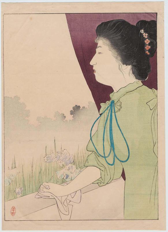 Welcome (Kangei), frontispiece illustration from the literary magazine Bungei kurabu, vol. 10, no. 10