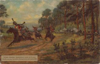 Soldiers on Horseback Attacked in the Woods