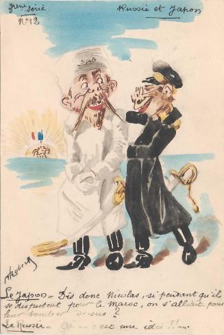 Russia and Japan with the Background of Rising Sun with French Flag, No.12 (from an unidentified series)