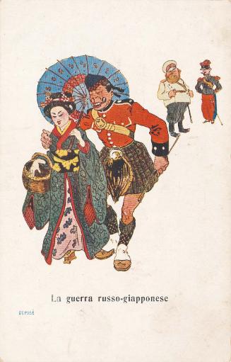 British Soldier and Japanese Geisha Running Away (from an unidentified series)