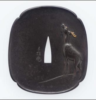 Tsuba with design of deer and moon