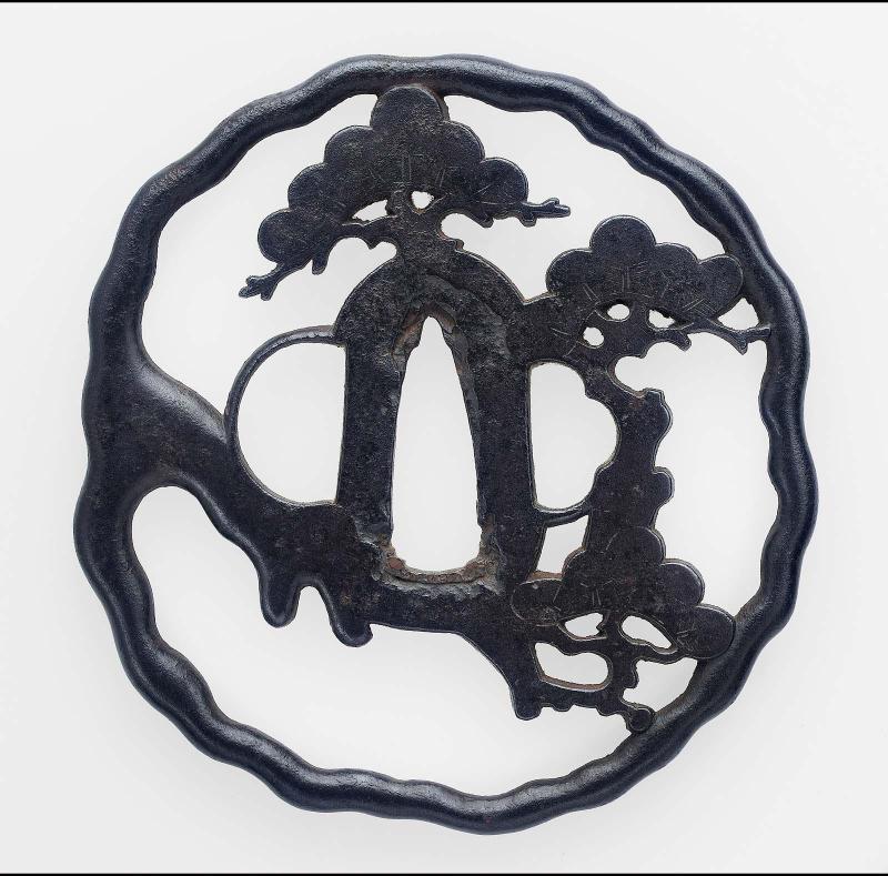 Tsuba with design of pine trees