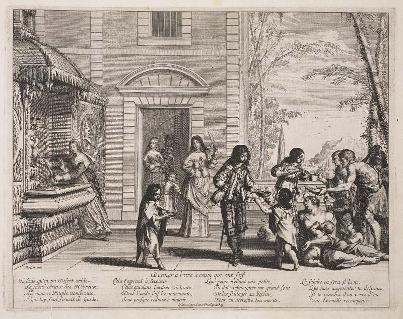 A Family Giving Water to the Poor (Les Oeuvres de miséricorde, Plate 2)