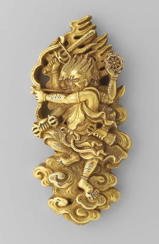 Pair of menuki in the form of Marishiten on a boar and Kongoyasha with ritual implements
