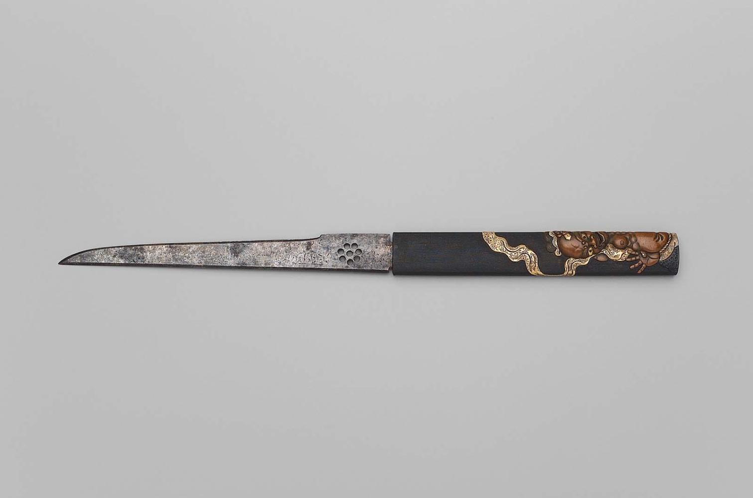 Kozuka with design of Nio and temple attendant