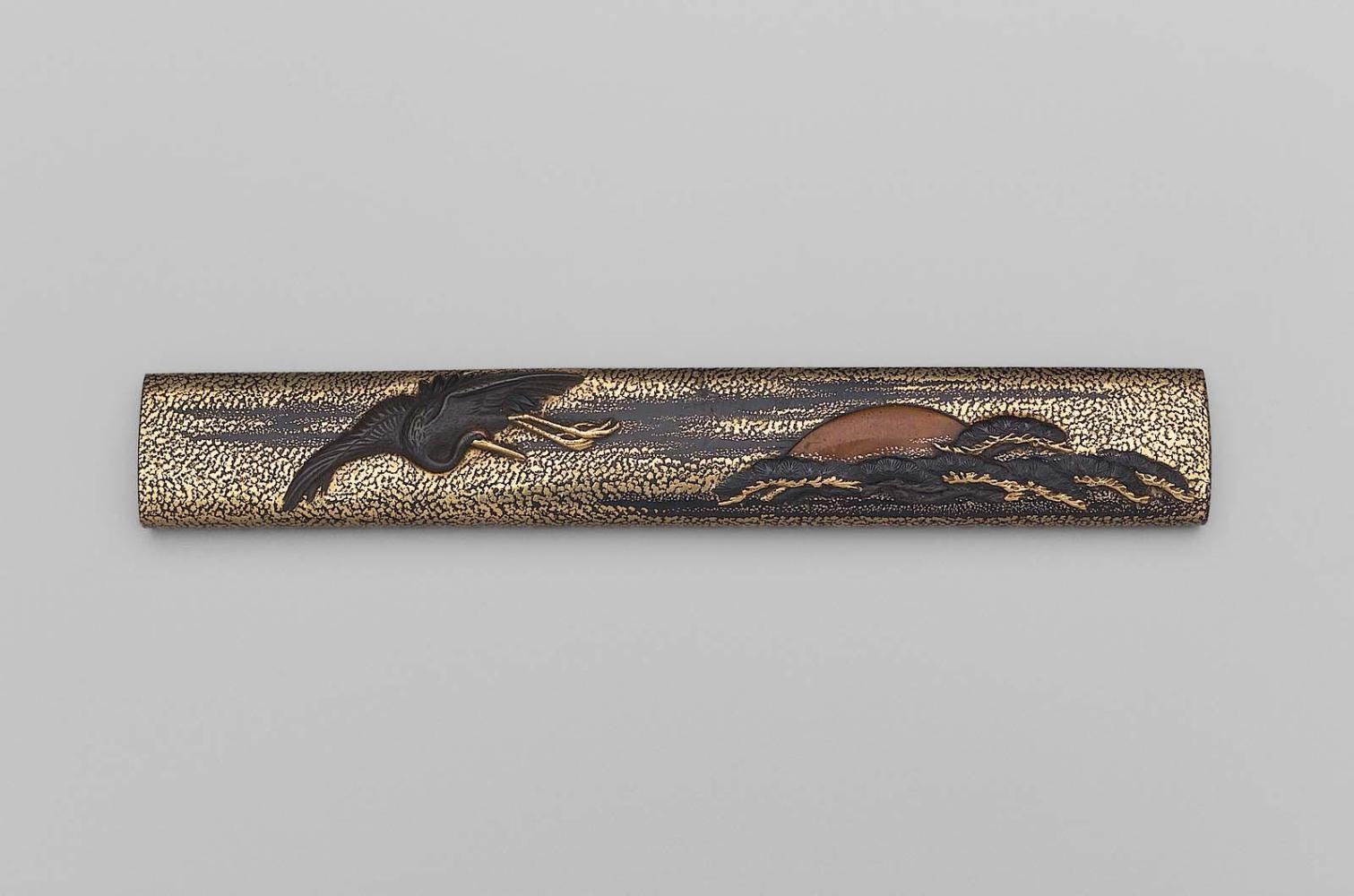 Kozuka with design of crane, pines and rising sun