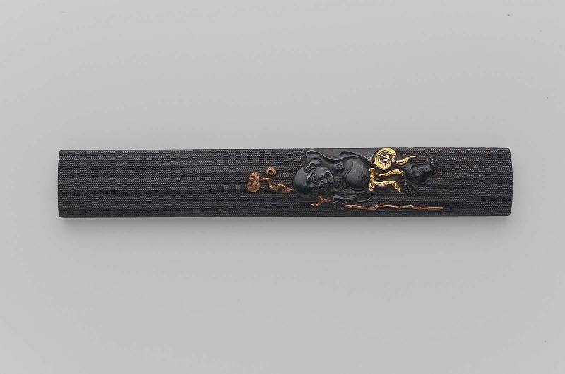 Kozuka with design of Hotei and Okame