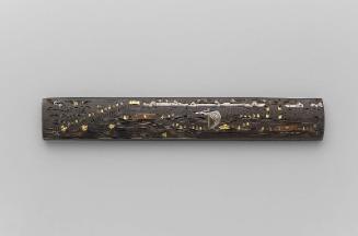 Kozuka with design of scenes along a river