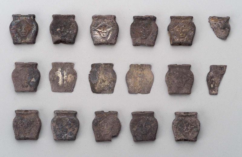 Hathor head beads from horse trappings
