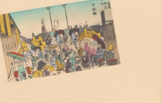 Design based on reproduction of: Nihonbashi: Daimyô Procession Setting Out (Nihonbashi, gyôretsu furidashi), from the series Fifty-three Stations of the Tôkaidô Road (Tôkaidô gojûsan tsugi no uchi), also known as the First Tôkaidô or Great Tôkaidô