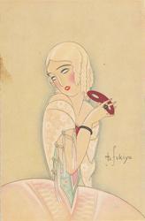 Woman Holding a Mask