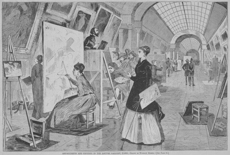 Art-Students and Copyists in the Louvre Gallery, Paris (For Harper's Weekly, January 11, 1868, p. 25)