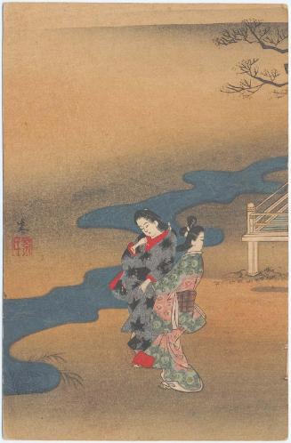 Two Women; reproduction of detail from painting by Miyagawa Chôshun