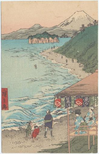 Reproduction of: Seven-Mile Beach in Sagami Province (Sagami Shichiri-ga-hama), from the series Thirty-six Views of Mount Fuji (Fuji sanjûrokkei)