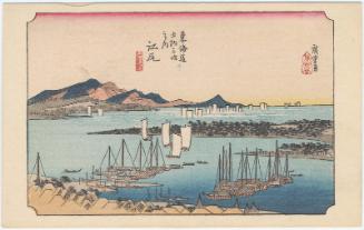 Reproduction of: Ejiri: Distant View of Miho (Ejiri, Miho enbô), from the series Fifty-three Stations of the Tôkaidô Road (Tôkaidô gojûsan tsugi no uchi), also known as the First Tôkaidô or Great Tôkaidô