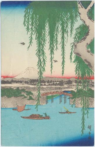 Reproduction of: Yatsumi Bridge (Yatsumi no hashi), from the series One Hundred Famous Views of Edo (Meisho Edo hyakkei)