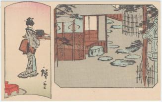 The Chûshuntei Restaurant, based on a detail from The Chûshuntei Restaurant: (Actor Nakamura Utaemon IV as) Yuranosuke, from the series Famous Restaurants of the Eastern Capital (Tôto kômei kaiseki zukushi)