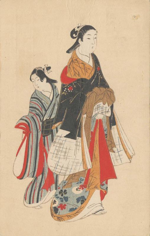 Courtesan and Kamuro in Genroku Style