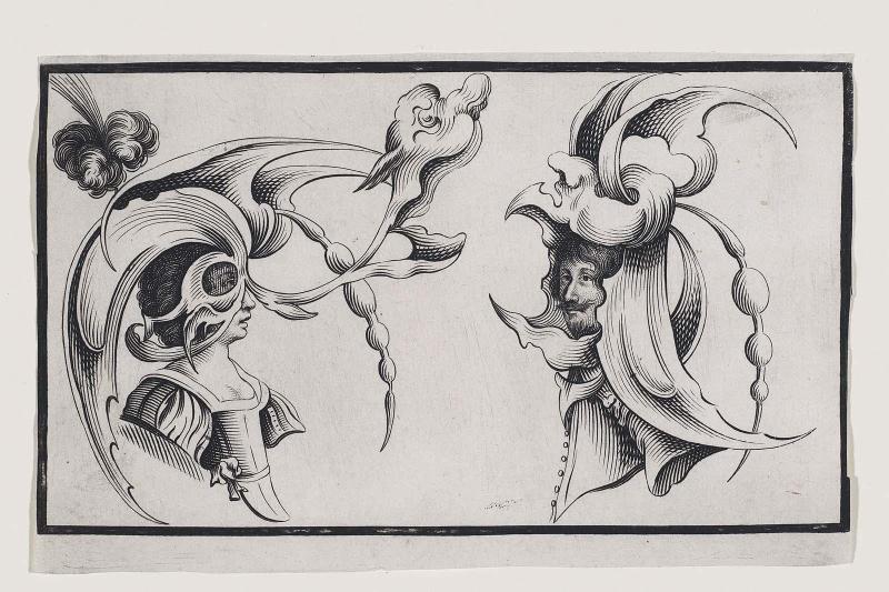 A Masked Woman and a Man Wearing Fantastic Headdresses