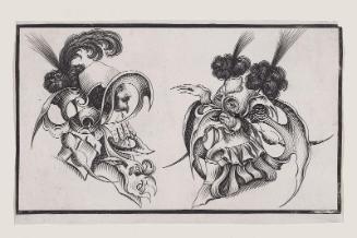A Man and a Masked Woman Wearing Fantastic Headdresses, Hers with Two Plumes