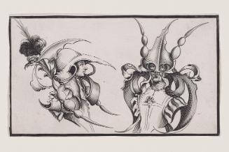 A Woman and a Masked Man Wearing Fantastic Headdresses, the Man Facing Forward