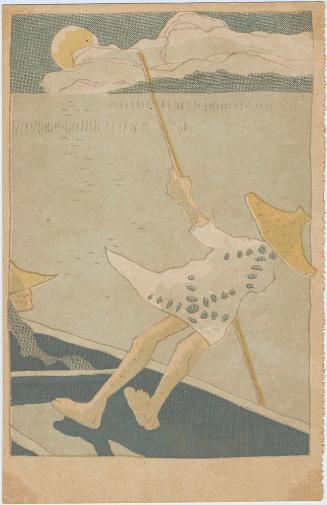 Man Poling Skiff from Chugaku sekai