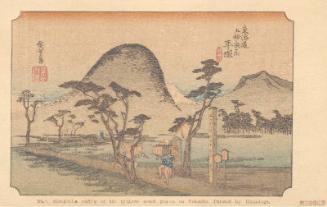 Reproduction of: Hiratsuka: Nawate Road (Hiratsuka, Nawate michi), from the series Fifty-three Stations of the Tôkaidô Road (Tôkaidô gojûsan tsugi no uchi), also known as the First Tôkaidô or Great Tôkaidô