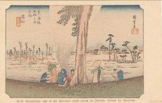 Reproduction of: Hamamatsu: Winter Scene (Hamamatsu, fuyugare no zu), from the series Fifty-three Stations of the Tôkaidô (Tôkaidô gojûsan tsugi no uchi), also known as the First Tôkaidô or Great Tôkaidô