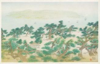 Sea Side View with Pine Trees from The Series The Commemoration of the Navy Inspection Ceremony  (Kankanshiki)