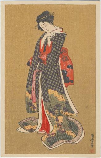 Standing Woman, based on a painting (?) by Hokusai