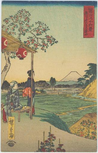 Reproduction of: Fuji-view Teahouse at Zôshigaya (Zôshigaya Fujimi chaya), from the series Thirty-six Views of Mount Fuji (Fuji sanjûrokkei)