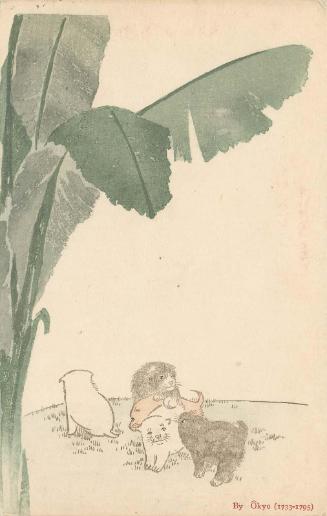 Puppies under Banana Tree, based on a painting by Ôkyo