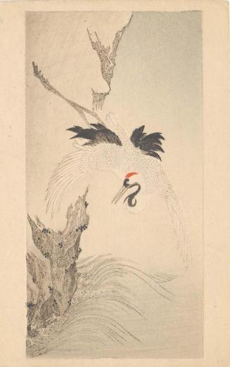 Crane Flying over Waves, based on a painting by Wen Zhengming