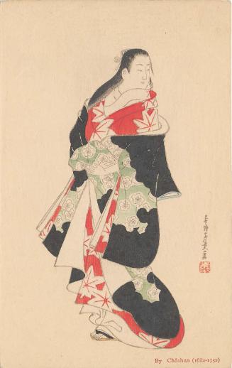 Standing Courtesan; reproduction of a painting by Chôshun